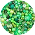Set di perline fai-da-te in tonalità verdi miste con forme a cuore e stella per collane - Stile 1 / 30g Per Confezione / Serie Verde Scuro