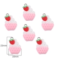 Resin strawberry cupcake DIY charms for jewelry making with silver hooks 16x23mm - Strawberry Cake / Set of 6