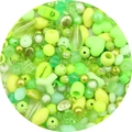Set di perle barocche verdi in acrilico con cuori e strass per creazione gioielli fai-da-te - Stile 1 / 30g Per Confezione / Verde Erba