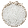 Pearlescent white seed beads in a vintage gold tray for DIY jewelry making - 3mm Hole Diameter approx 0.8mm 20g/bag approx 660pcs / White Jade