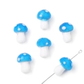 Handmade blue mushroom glass beads with white dots for DIY necklace and earring making - 10x12mm (5 Pieces/Pack) / Sky Blue