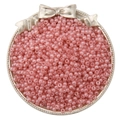 DIY handmade supplies featuring small pink translucent glass beads in a golden tray - 3mm Hole Diameter approx 0.8mm 20g/bag approx 660pcs / Ivory Crimson