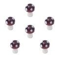 Deep purple mushroom glass beads with white spots for DIY jewelry making 6pcs - Purple