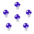 Set of six blue glass mushroom beads with white spots for DIY jewelry making and crafts - Sapphire Blue
