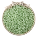 Pastel mint green glass seed beads for DIY jewelry displayed in a vintage gold dish - Diameter 2mm Hole approx 0.6mm 20g/bag approx 2700pcs / Emerald Green
