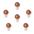 Set of 6 brown mushroom glass beads with white spots for DIY jewelry making - Brown
