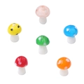 Lot de 6 perles champignons en verre coloré rouge, jaune et bleu pour bijoux DIY - Couleurs Mélangées Aléatoires