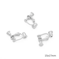 Silver screw-back ear clip converters 15x17mm for non-pierced earring DIY jewelry - #20 Style 15x17mm White Gold (4 Pieces/Pack)