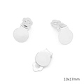 Silver clip-on earring converters 10x17mm with flat pad for DIY jewelry making - #23 Style 10x17mm Thick Silver (4 Pieces/Pack)