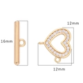 Golden 18k heart toggle clasp with pavé zirconia for DIY jewelry making (12mm size) - Heart with Rhinestones / Set 1
