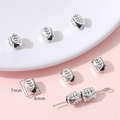 Vintage silver leaf-patterned alloy beads for DIY jewelry, 7mm x 6mm cylinder charms - Leaf Style / 30 Pieces/Pack (7x6mm) / Antique Silver