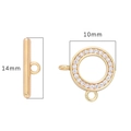 Golden heart OT toggle clasp with pave zircons 14mm bar for jewelry making - Round Rhinestone Style / Set 1