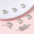 Silver shell-shaped metal beads 8x9mm with striped relief for DIY jewelry making - Shell Style / 20 Pieces/Pack (8x9mm) / Antique Silver