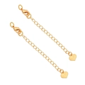 14K gold plated extension chains with lobster clasps and textured heart charms - Peach Heart Design Electroplated With 18k Gold.