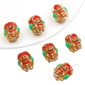 Detailed view of hand-painted snowman glass beads for DIY Christmas jewelry making - Gingerbread Man (1.5mm Hole)