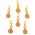Peacock feather enamel 999 gold-plated pendants for DIY jewelry making set of 6 - Pipa Instrument