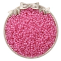 Pink glass seed beads for DIY jewelry making displayed in a silver metal tray - 4mm Hole Diameter approx 1mm 20g/bag approx 300pcs / Lotus Pink