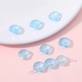 Blauwe doorschijnende schelpkralen met textuur voor DIY sieraden maken - 10x10mm, Ca. 6mm Dik, 1mm Gat, 20 Stuks/Verpakking / Zilveren Glitter Doorschijnend Blauw
