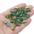 Irregular green iridescent glass beads with AB coating for DIY jewelry making and crafts - 7-12mm (Aperture approx 1.5mm, 20 Pieces/Pack) / Green