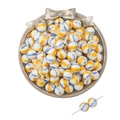 Handmade ceramic round beads with orange and blue spiral pattern for jewelry DIY - 10mm (2 Pieces/Pack) / Blue-Orange