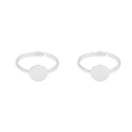 Adjustable 14K silver plated open rings with flat round trays for jewelry DIY making - Round Plate Design / Silver