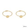 Pair of 14K gold plated 19mm open ring components with flat round pad base - 6mm Flat Base Design / 14K Gold Plated