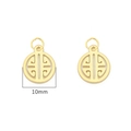 10mm round hollow copper lucky pendant with gold finish for DIY jewelry making - Lu (Style 02) 14K Gold Plated