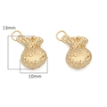Golden lucky bag charms with floral pattern and hanging loops for DIY jewelry making - Matte Gold - Money Bag