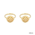 Minimalist 14K gold plated 19mm open ring component for DIY jewelry making - Hollow Round Plate Design / 14K Gold Plated