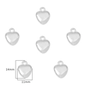 Polished silver heart charms for DIY jewelry making, size 11mm by 14mm with top ring - 30 Pieces (11x14mm) / Silver