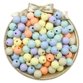 Colorful macaron acrylic beads for DIY jewelry making in a vintage golden tray - Macaron Mixed Colors (30g/Pack) / 10mm (Approx. 55 Pieces/Pack) / Macaron Mixed Colors