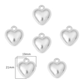 Polished silver heart charms for jewelry making, 19mm x 21mm DIY metal pendants - 10 Pieces (19x21mm) / Silver