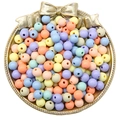 Mixed pastel macaron acrylic round beads for DIY jewelry in a gold bow plate - Macaron Mixed Colors (30g/Pack) / 8mm (Approx. 115 Pieces/Pack) / Macaron Mixed Colors