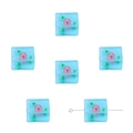 Macro view of light blue frosted glass cube beads with pink core for DIY jewelry - 12x12mm (2 Pieces/Pack) / Blue