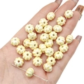 Lichtgele keramische kralen in pompoenvorm met parelmoerafwerking voor DIY-sieraden - 10mm (6 stuks) / Geel