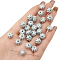 Flat pumpkin-shaped light blue ceramic bead for DIY jewelry making on a metal pin - 10mm (6pcs) / Light Gray
