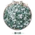 Mixed green and white acrylic cylindrical tube beads in a tray for DIY jewelry making - 6x5mm / Mixed Green Series