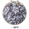 Mixed grey and white acrylic cylindrical beads for DIY jewelry making on a gold tray - 6x5mm / Mixed Gray Series
