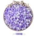 Mixed purple and white acrylic cylinder beads for DIY jewelry making on a golden tray - 100 Pieces/Pack (6x5mm) / Mixed Purple Series