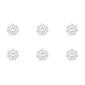 Lot de 6 perles intercalaires fleur argentées pour bijoux DIY et bracelets plaqués or 14K - 4.5mm (Trou d'environ 0.8mm) - 10 Pièces/Paquet / Argent Brillant
