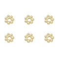 Set de seis cuentas espaciadoras de flores en oro de 14K para joyería artesanal - 5.5mm (Agujero de aprox. 1.5mm) - 10 Piezas/Paquete / Oro de 14K