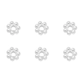 Set de 6 cuentas espaciadoras de copo de nieve en oro 14K para bisutería artesanal - 5.5mm (Agujero de aprox. 1.5mm) - 10 Piezas/Paquete / Plata Brillante