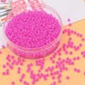 Perline di vetro smerigliato rosa vivace in custodia tonda per gioielli fai-da-te - Rosso rosa