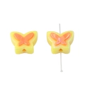 DIY butterfly bead in yellow and orange resin with glossy finish for jewelry making - Butterfly Design / 4 Pieces/Pack (20x16mm) / Yellow