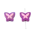 Acrylic purple butterfly bead with pink core and central hole for DIY jewelry making - Butterfly Design / 4 Pieces/Pack (20x16mm) / Purple