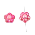 Pink acrylic flower beads with metallic finish for DIY jewelry and bracelets making - Sun Flower Shape / 4 Pieces/Pack (16x9mm) / Rose Red