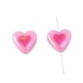 Pink heart-shaped acrylic bead with gradient design and center detail for DIY jewelry - Heart-Shaped / 4 Pieces/Pack (17x15mm) / Pink