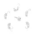 Star-shaped silver finish crimp bead covers with connecting hooks for DIY jewelry - Pentagram / 5x10mm / Thick Silver