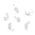Silver plated floral flower petal jewelry end caps and hooks for DIY craft making - Plum Blossom / 5x10mm / Thick Silver