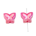 Pink pearlescent butterfly DIY bead for jewelry making with premium glossy finish - Butterfly Design / 4 Pieces/Pack (20x16mm) / Rose Red